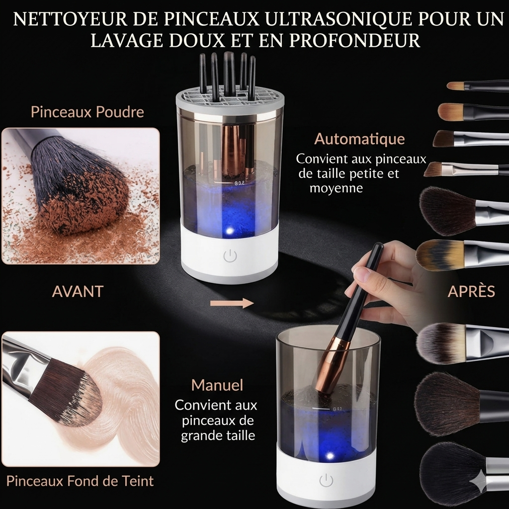Nettoyeur de pinceaux maquillage automatique